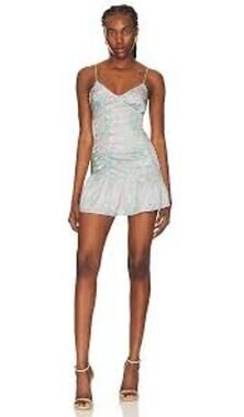 Majorelle Melville Mini Dress S Pastel Abstract Watercolor Ruffle Revolve 🌸✨